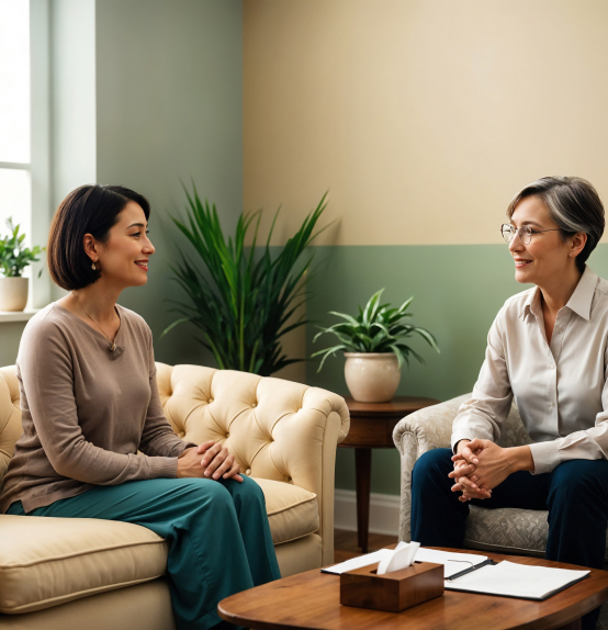 Two Ladies Talking one is a Therapist